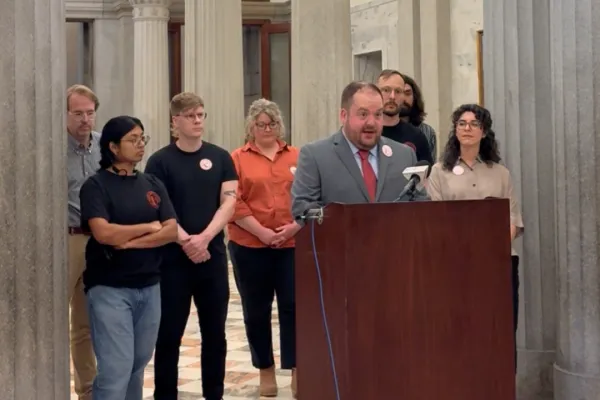 Campus workers speaking at SC State House